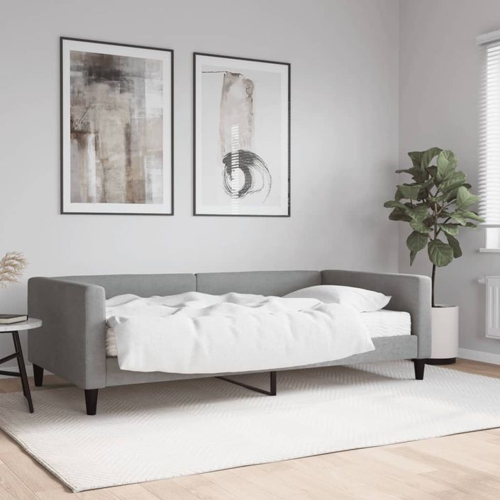 Lit de jour avec matelas gris clair 100x200 cm tissu - Photo n°1