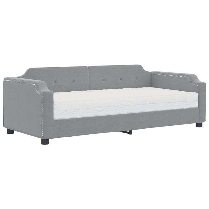 Lit de jour avec matelas gris clair 100x200 cm tissu - Photo n°2