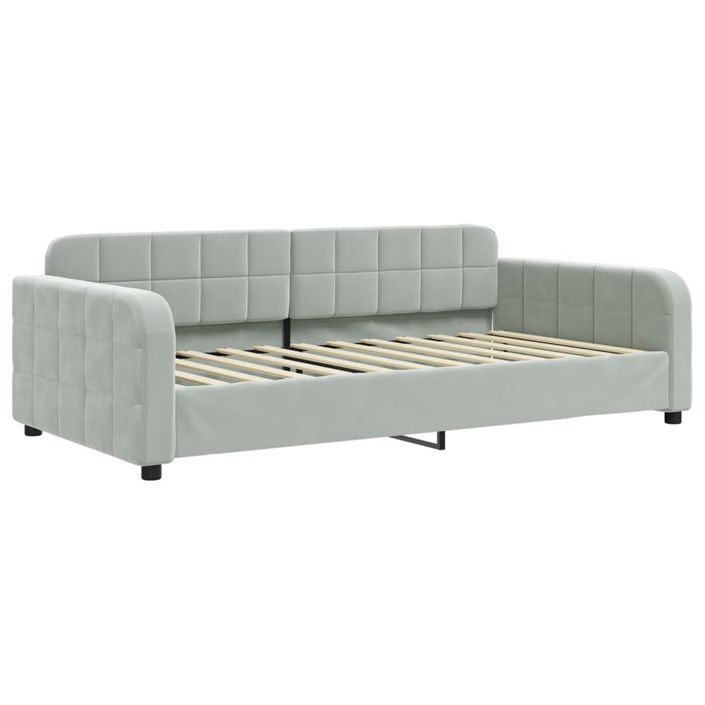 Lit de jour avec matelas gris clair 100x200 cm velours - Photo n°3