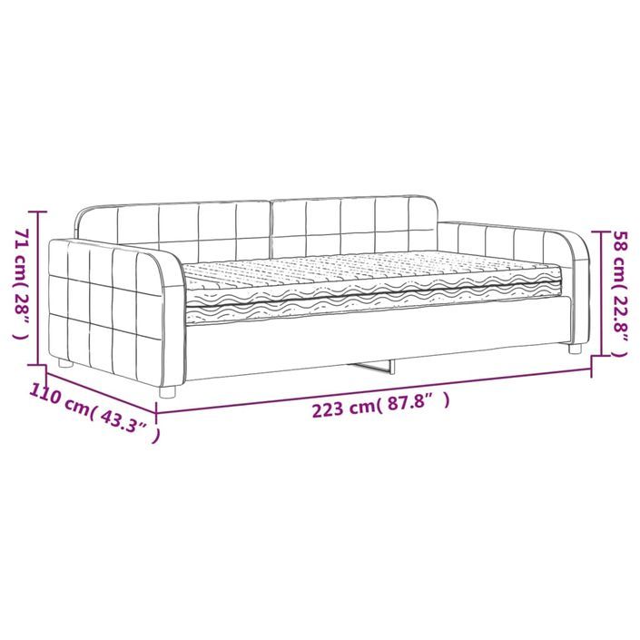 Lit de jour avec matelas gris clair 100x200 cm velours - Photo n°12