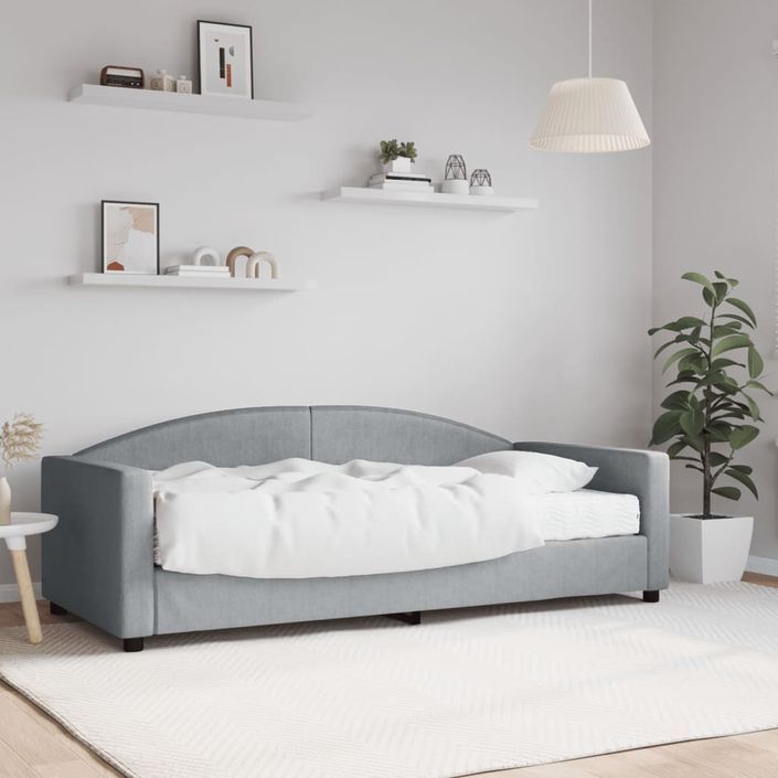 Lit de jour avec matelas gris clair 90x190 cm tissu - Photo n°1