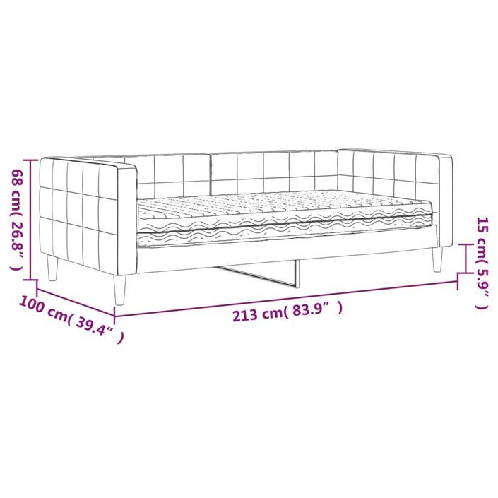 Lit de jour avec matelas gris clair 90x190 cm velours - Photo n°12