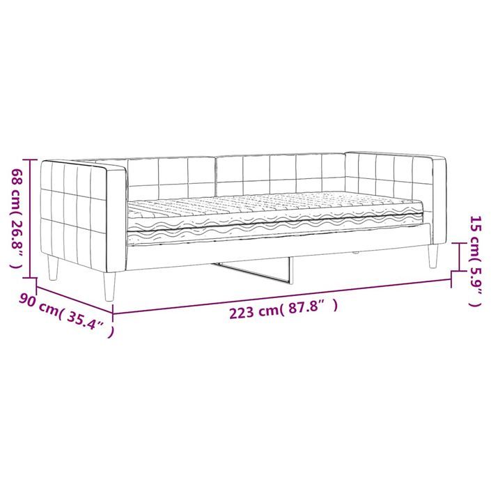 Lit de jour avec matelas gris foncé 80x200 cm velours - Photo n°12