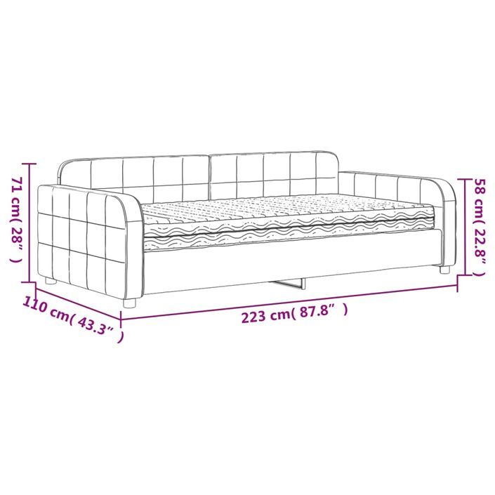 Lit de jour avec matelas noir 100x200 cm velours - Photo n°12