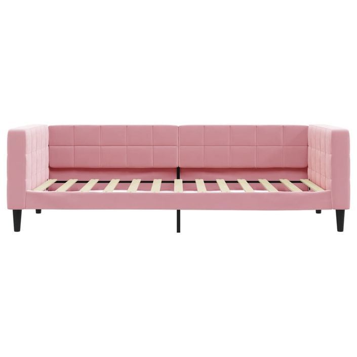 Lit de jour avec matelas rose 100x200 cm velours - Photo n°4