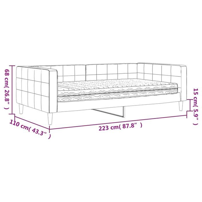 Lit de jour avec matelas rose 100x200 cm velours - Photo n°12