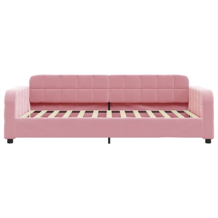 Lit de jour avec matelas rose 100x200 cm velours - Photo n°4