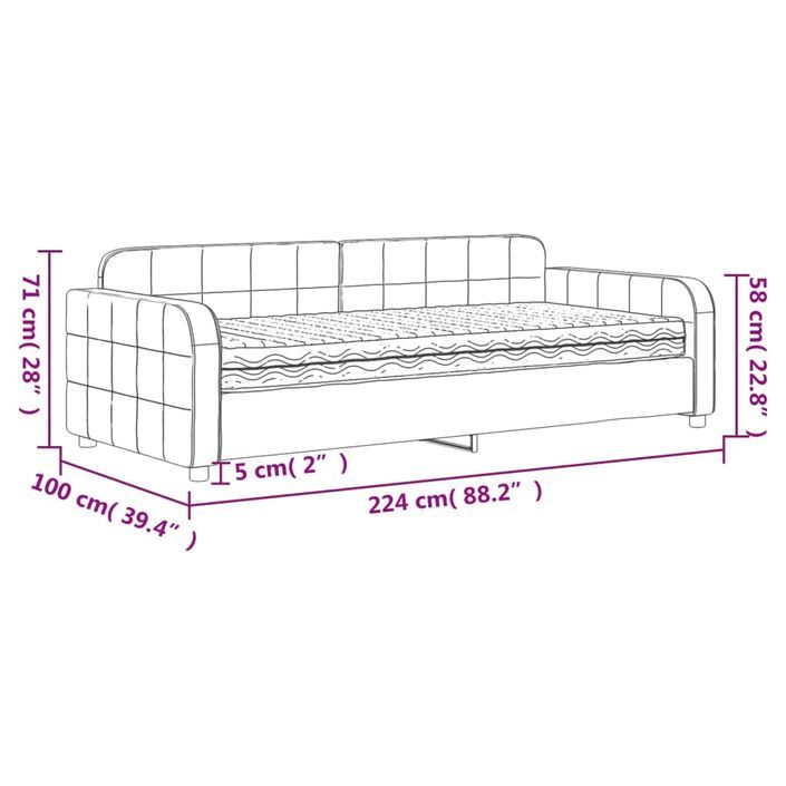 Lit de jour avec matelas rose 90x200 cm velours - Photo n°12