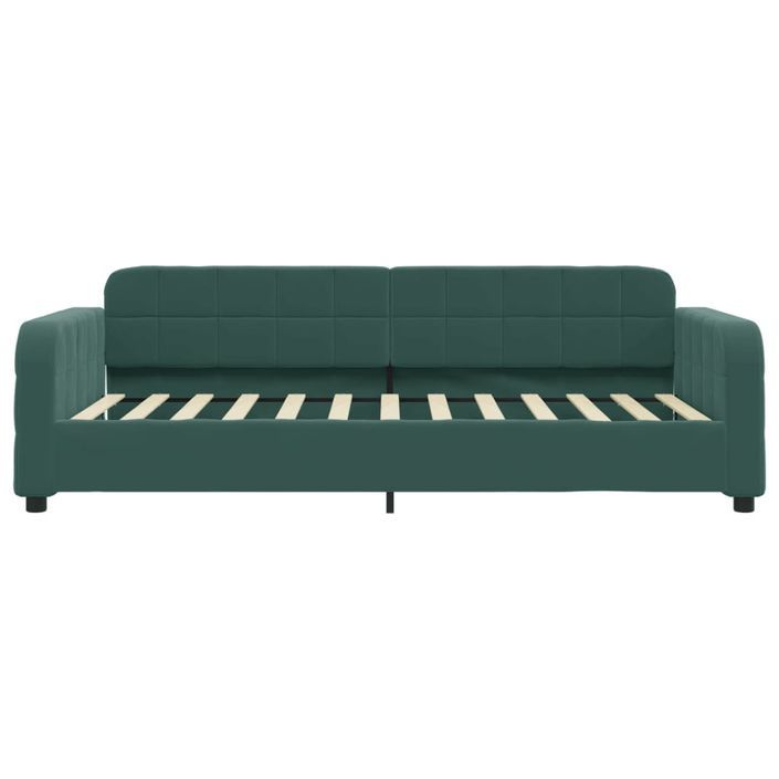 Lit de jour avec matelas vert foncé 100x200 cm velours - Photo n°4