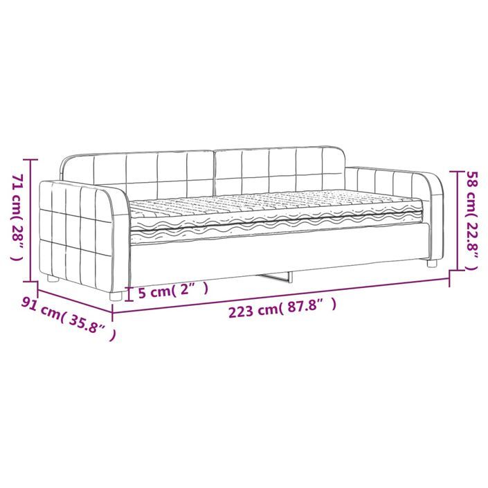 Lit de jour avec matelas vert foncé 80x200 cm velours - Photo n°12