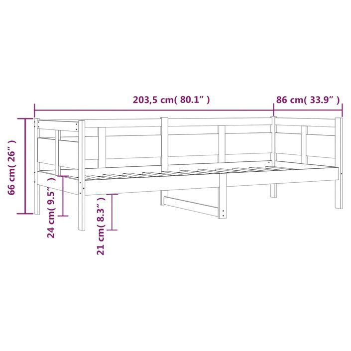 Lit de jour blanc bois de pin massif 80x200 cm - Photo n°11