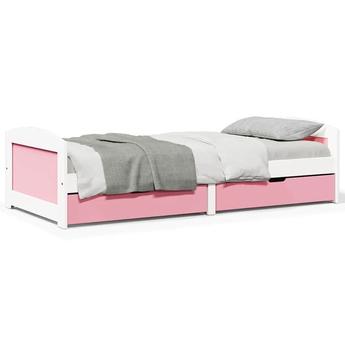 Lit de jour et 2 tiroirs sans matelas IRUN blanc rose 90x200 cm - Photo n°1