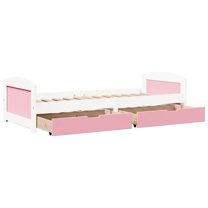 Lit de jour et 2 tiroirs sans matelas IRUN blanc rose 90x200 cm - Photo n°6