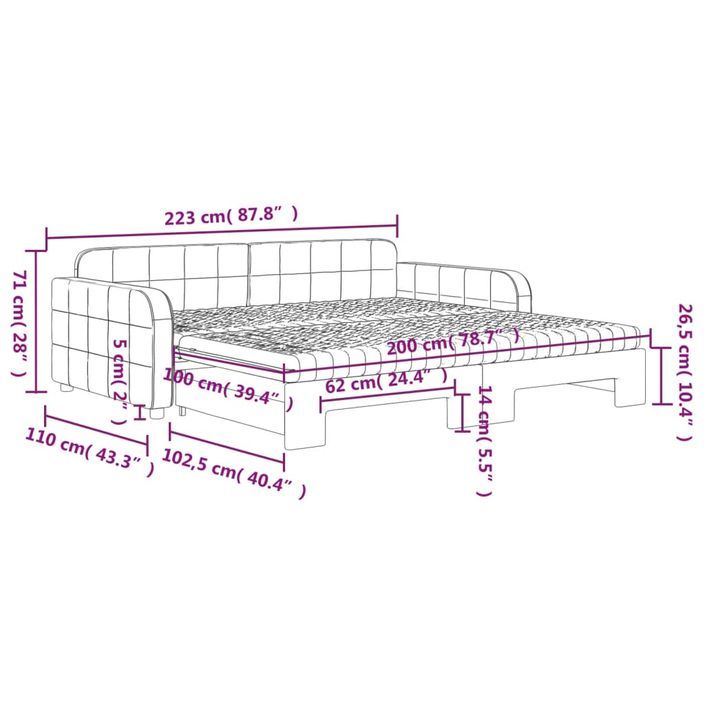 Lit de jour et gigogne et matelas vert foncé 100x200 cm velours - Photo n°12