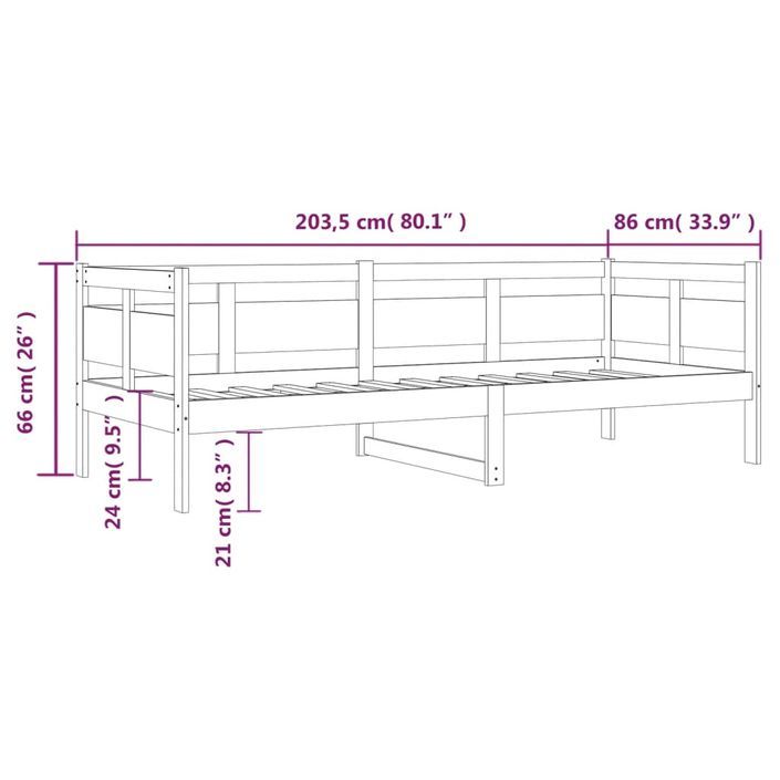 Lit de jour marron miel bois de pin massif 80x200 cm - Photo n°11