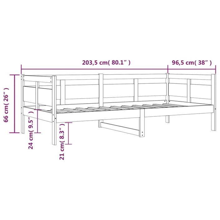 Lit de jour marron miel bois de pin massif 90x200 cm - Photo n°11