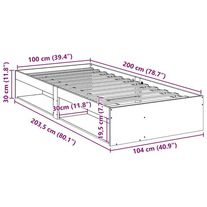 Lit de jour sans matelas 100x200 cm bois de pin massif - Photo n°11