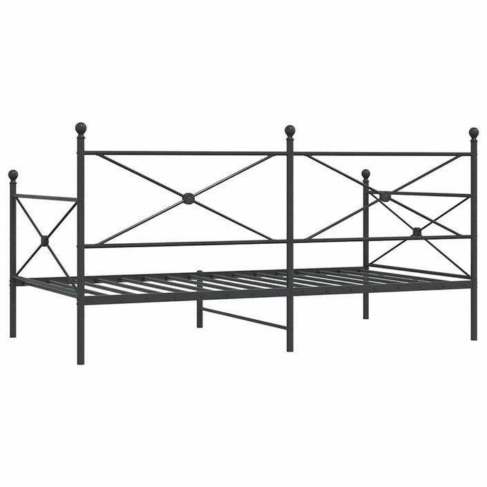 Lit de jour sans matelas noir 100x190 cm acier - Photo n°7