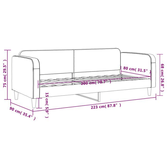 Lit de repos gris clair 80x200 cm tissu - Photo n°8