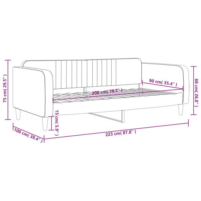 Lit de repos gris clair 90x200 cm velours - Photo n°8