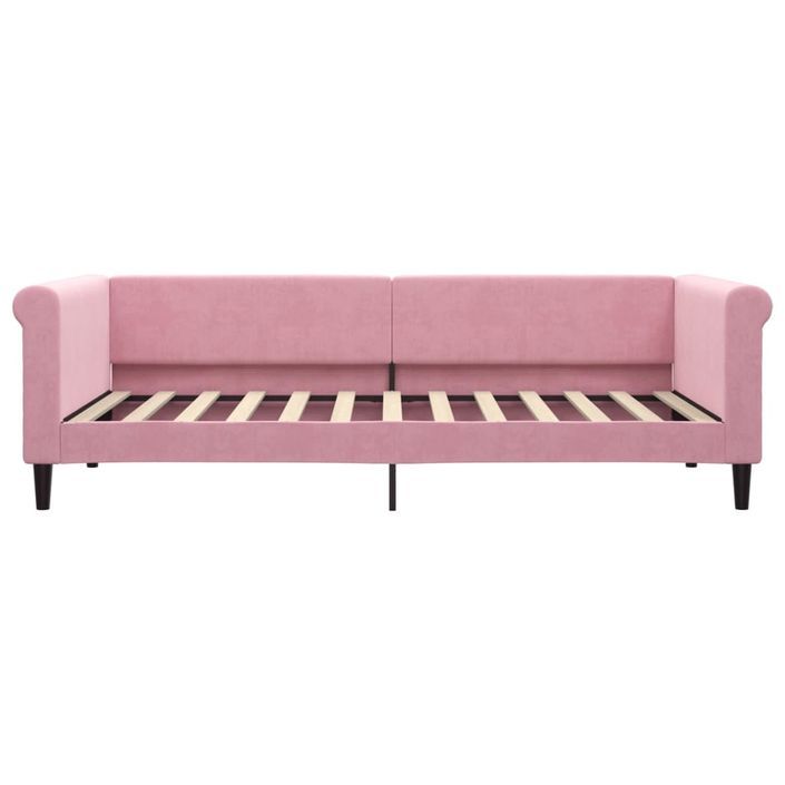 Lit de repos rose 90x200 cm velours - Photo n°3