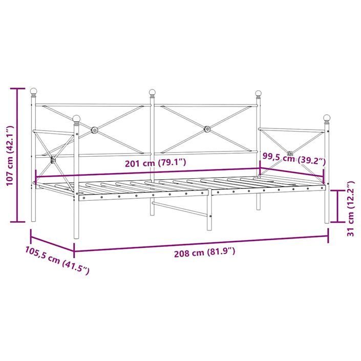 Lit de repos sans matelas blanc 100x200 cm acier - Photo n°11