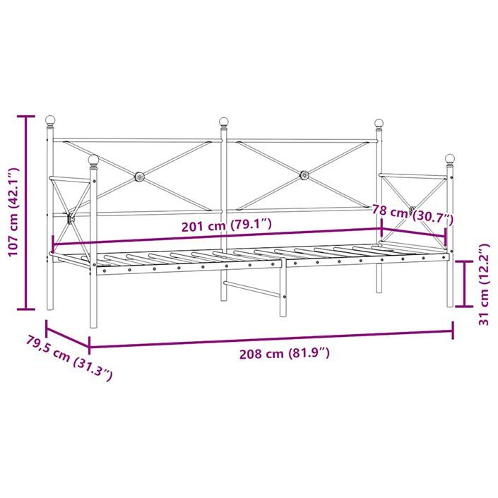 Lit de repos sans matelas blanc 80x200 cm acier - Photo n°11