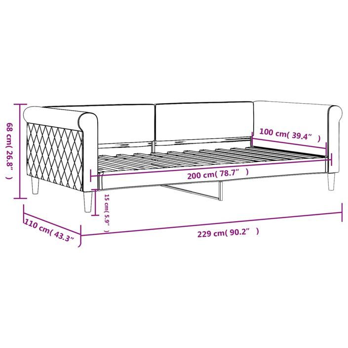 Lit de repos sans matelas bleu 100x200 cm velours - Photo n°8