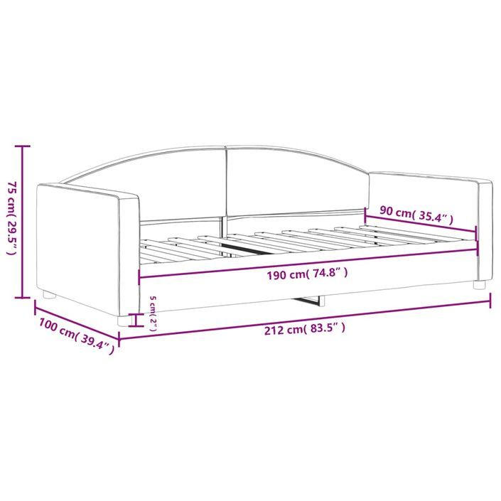 Lit de repos sans matelas gris clair 90x190 cm tissu - Photo n°8