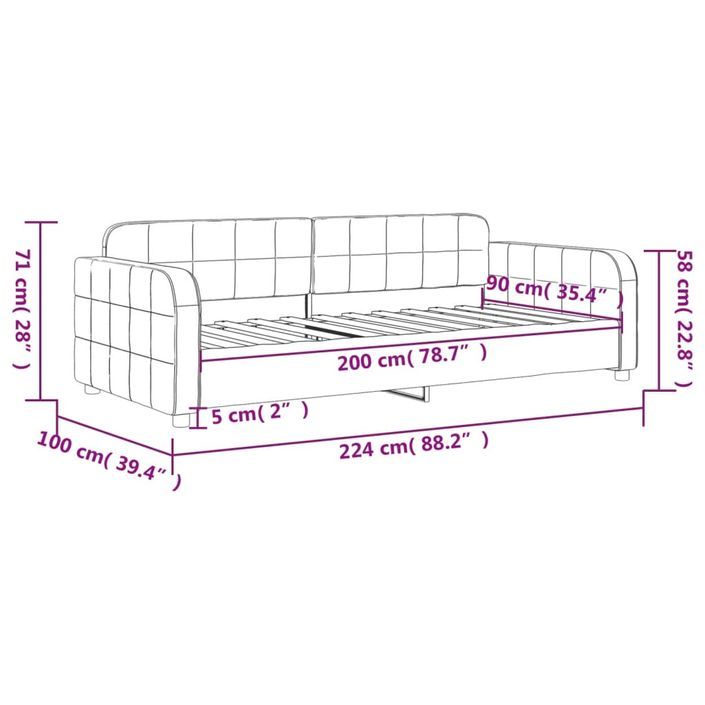 Lit de repos sans matelas gris clair 90x200 cm velours - Photo n°8