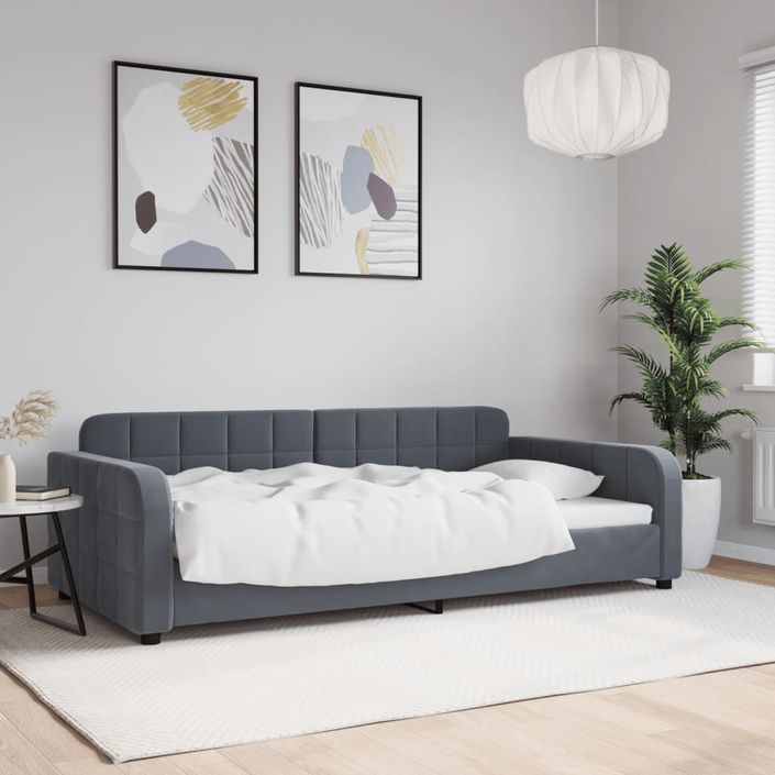 Lit de repos sans matelas gris foncé 100x200 cm velours - Photo n°1