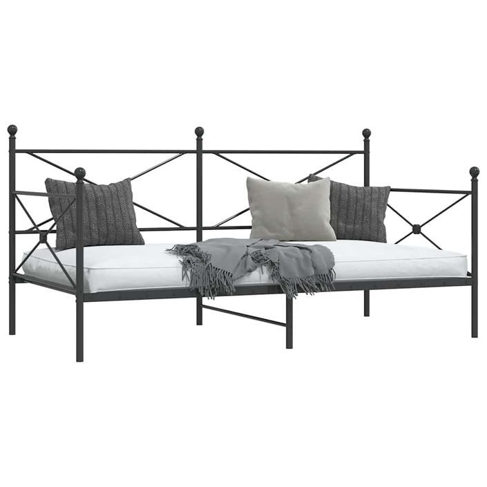 Lit de repos sans matelas noir 100x200 cm acier - Photo n°4