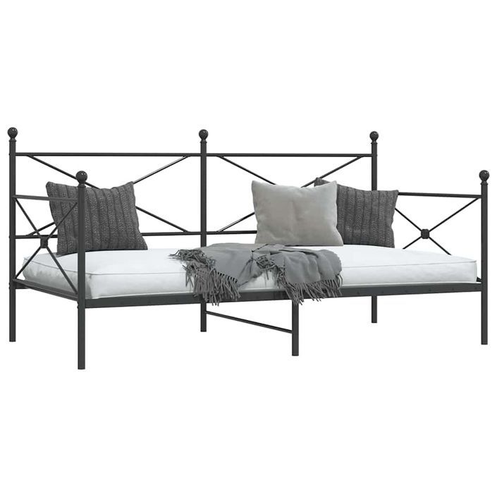 Lit de repos sans matelas noir 107x203 cm acier - Photo n°4