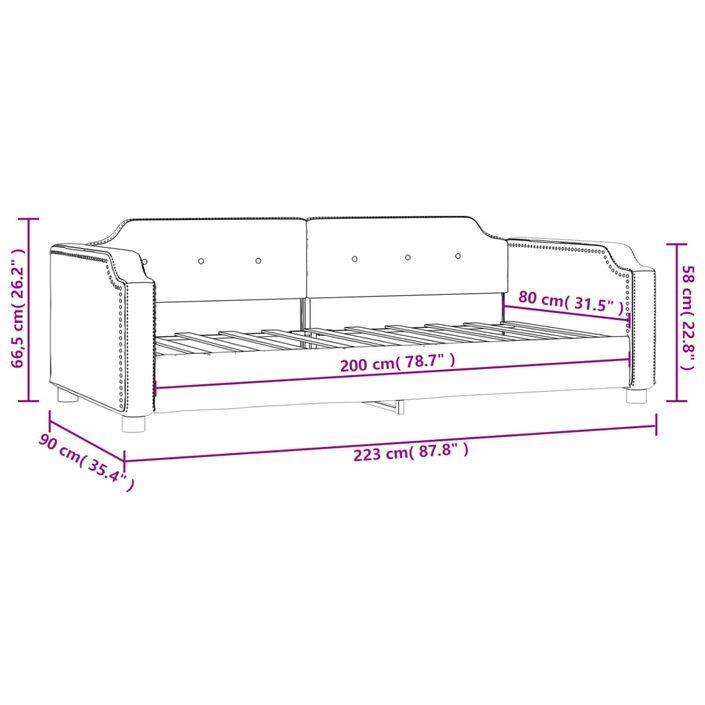 Lit de repos taupe 80x200 cm tissu - Photo n°8