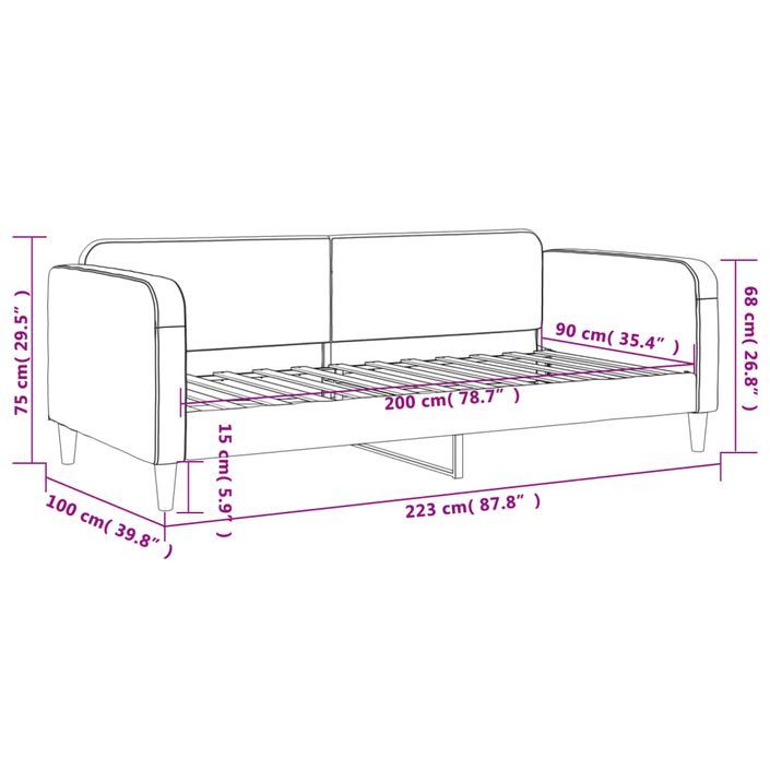 Lit de repos taupe 90x200 cm tissu - Photo n°8