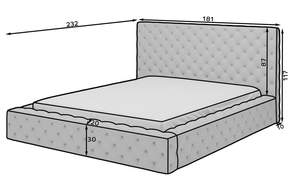 Lit design avec tête de lit et coffre capitonné simili cuir blanc Prince - 3 tailles - Photo n°8