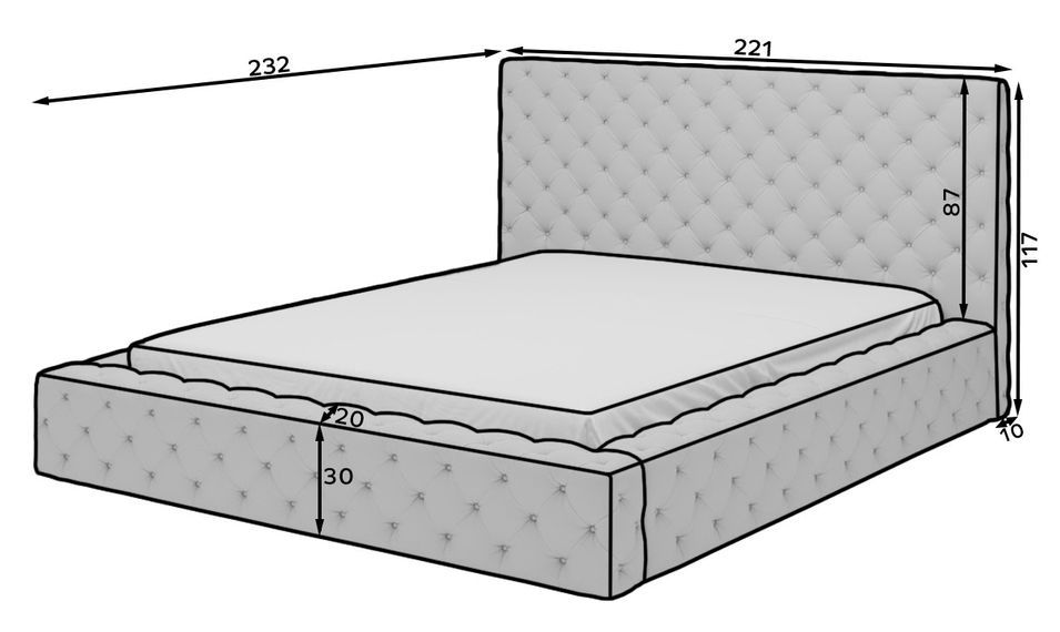 Lit design avec tête de lit et coffre capitonné simili cuir blanc Prince - 3 tailles - Photo n°10
