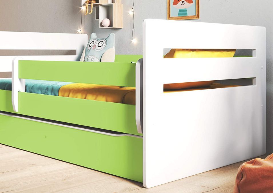 Lit enfant avec barrière de sécurité amovible blanc et vert Moly - Photo n°7