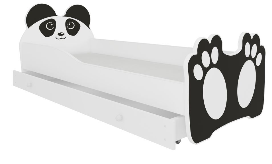 Lit enfant avec motif petit panda 70x140 ou 80x160 cm - Matelas inclus - Tiroir de rangement - Photo n°1