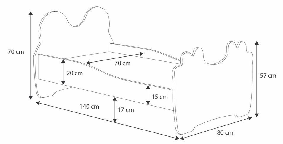 Lit enfant avec motif petit panda 70x140 ou 80x160 cm - Matelas inclus - Tiroir de rangement - Photo n°9