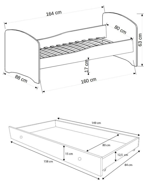 Lit enfant bois blanc à tiroirs avec imprimé chiens amoureux 70x140 ou 80x160 cm - Sommier et matelas inclus - Ondula - Photo n°8