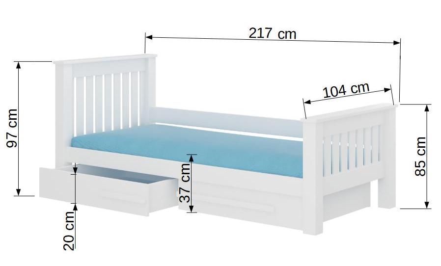 Lit enfant bois pin naturel 90x200 cm avec 2 tiroirs de rangement Rallye - Photo n°4