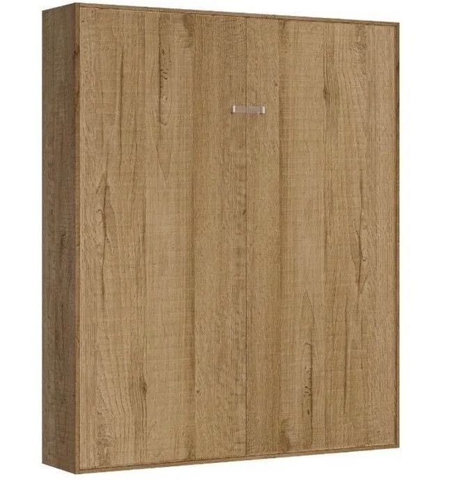 Lit escamotable 160x190 cm avec 1 colonne de rangement 2 meubles hauts bois clair kanto - Photo n°3