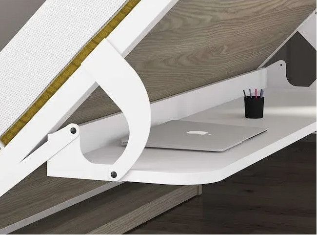 Lit escamotable horizontal 140x190 bureau et armoire 4 portes Spako - Photo n°8