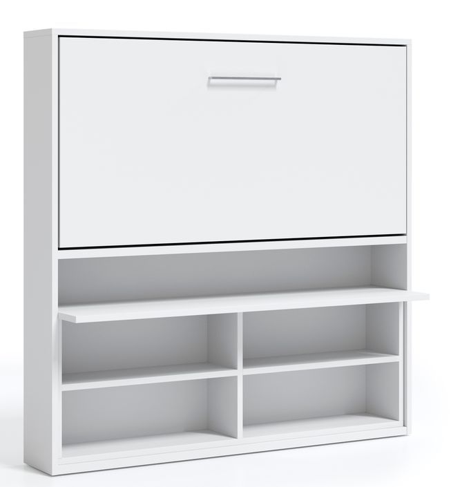 Lit escamotable horizontal 90x190 avec rangement et bureau Laura - Photo n°5