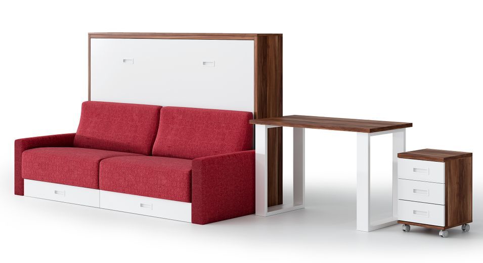 Lit escamotable horizontal avec tiroirs et canapé Berka 140x190 Haute de gamme - Photo n°4