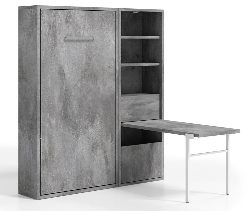 Lit escamotable vertical 140x190 cm avec armoire et bureau Kampo - Photo n°2