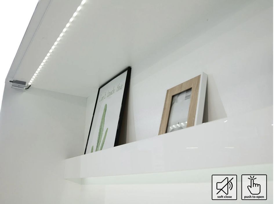 Lit escamotable vertical avec étagères blanc mat Noby 90x200 cm - Photo n°7