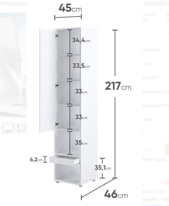 Lit escamotable vertical blanc mat avec 2 armoires de rangement Noby - Photo n°10