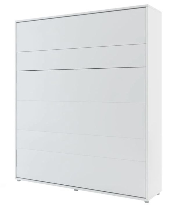 Lit escamotable vertical blanc mat avec 2 armoires de rangement Noby - Photo n°13